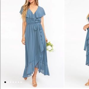 Jess Ruffle Midi Dress - Slate Blue - Small